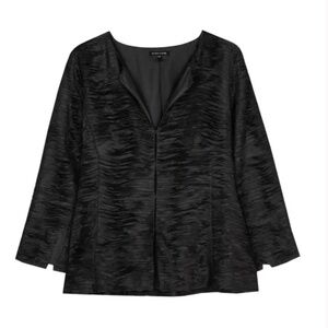 Eileen Fisher Ripple Bindu Silk Textured Jacket Black Size XS